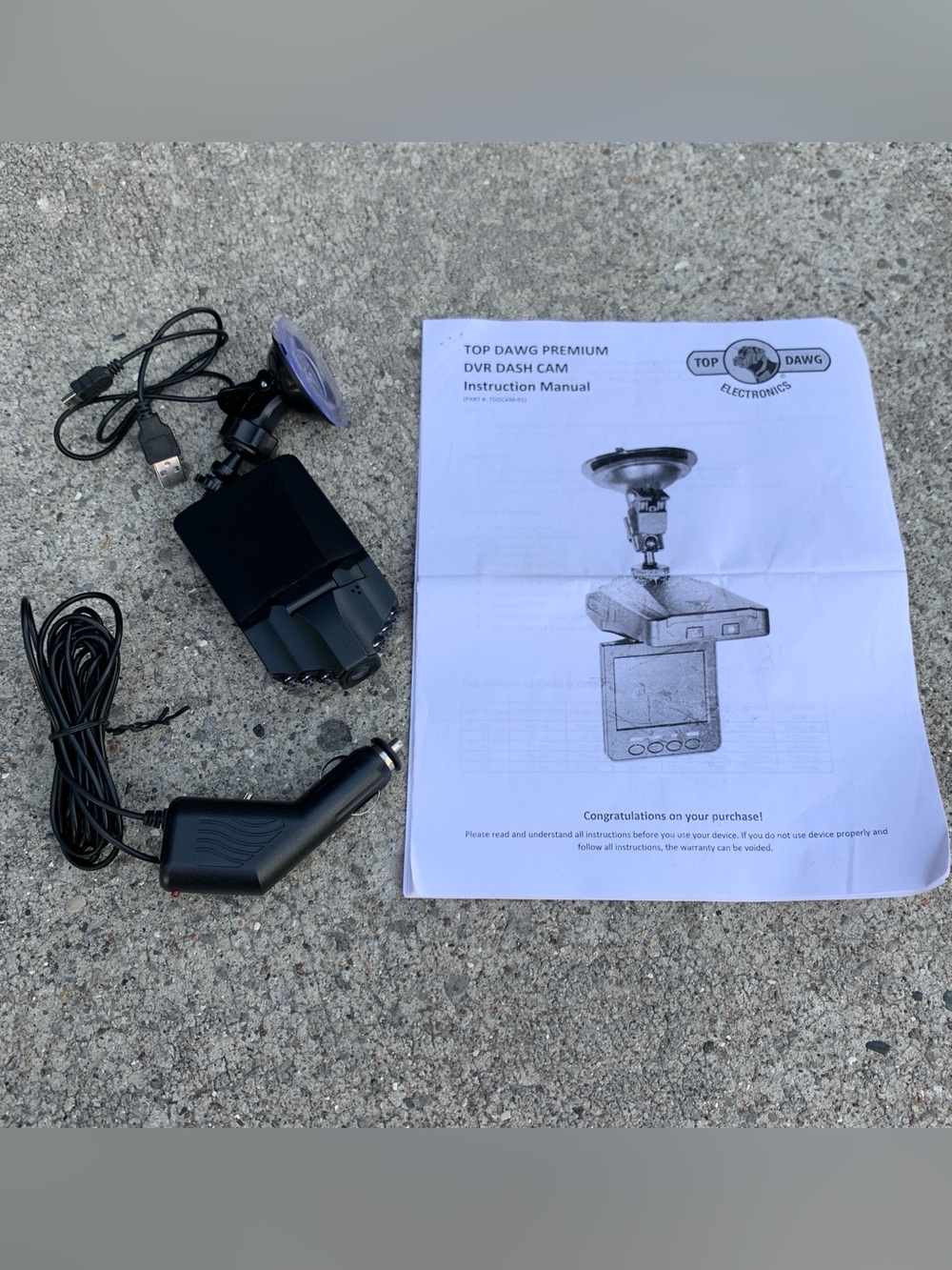 Top Dawg Premium DVR Dash Cam TDDCAM-01 720P Night Vision LCD Works No SD